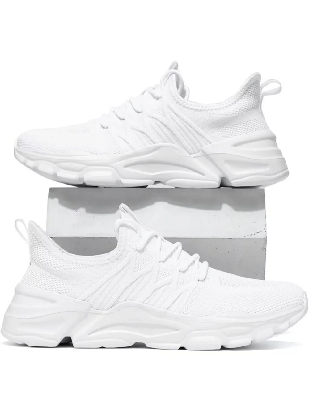 Men's White Rubber Non Slip Breathable Lightweight Fashion Athletic Sneakers